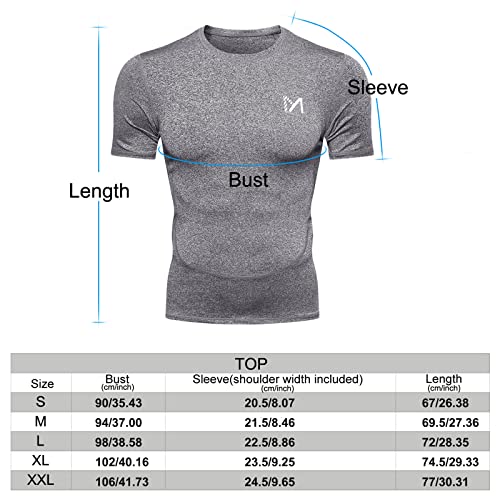 MEETYOO Tee Shirt Homme , Compression Maillot Manches Courtes T-shirt Baselayer Running Vetement pour Sports Jogging Musculation Gym - Image 8
