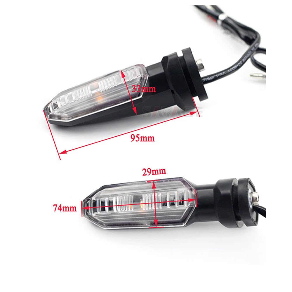 Motorcycle Turn Signals - Amber Light,12V, LED Indicator Light Waterproof Clear Lens Fits HONDA CBR 400R 500R 650RF 600RR /CB 400F 400X 500F 500X 650F /NC 700S 750S 750X (Pair)