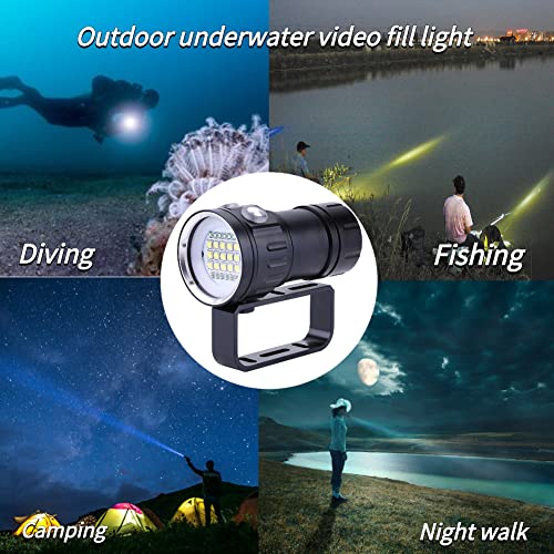 Zaklamp Duiken, 18000 Lumen IPX8 Waterdichte Duiklamp Scuba Duikverlichting 500M 7 Modi 120 Graden Brede Stralingshoek Onderwater LED Zaklamp voor Buiten Onder Water Sporten - Image 3