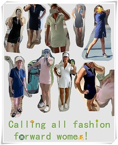 Image of Hiverlay Tennis Dresses for Women with 2 Pockets Built in Shorts UPF 50+ Golf Dress Workout Athletic Dresses