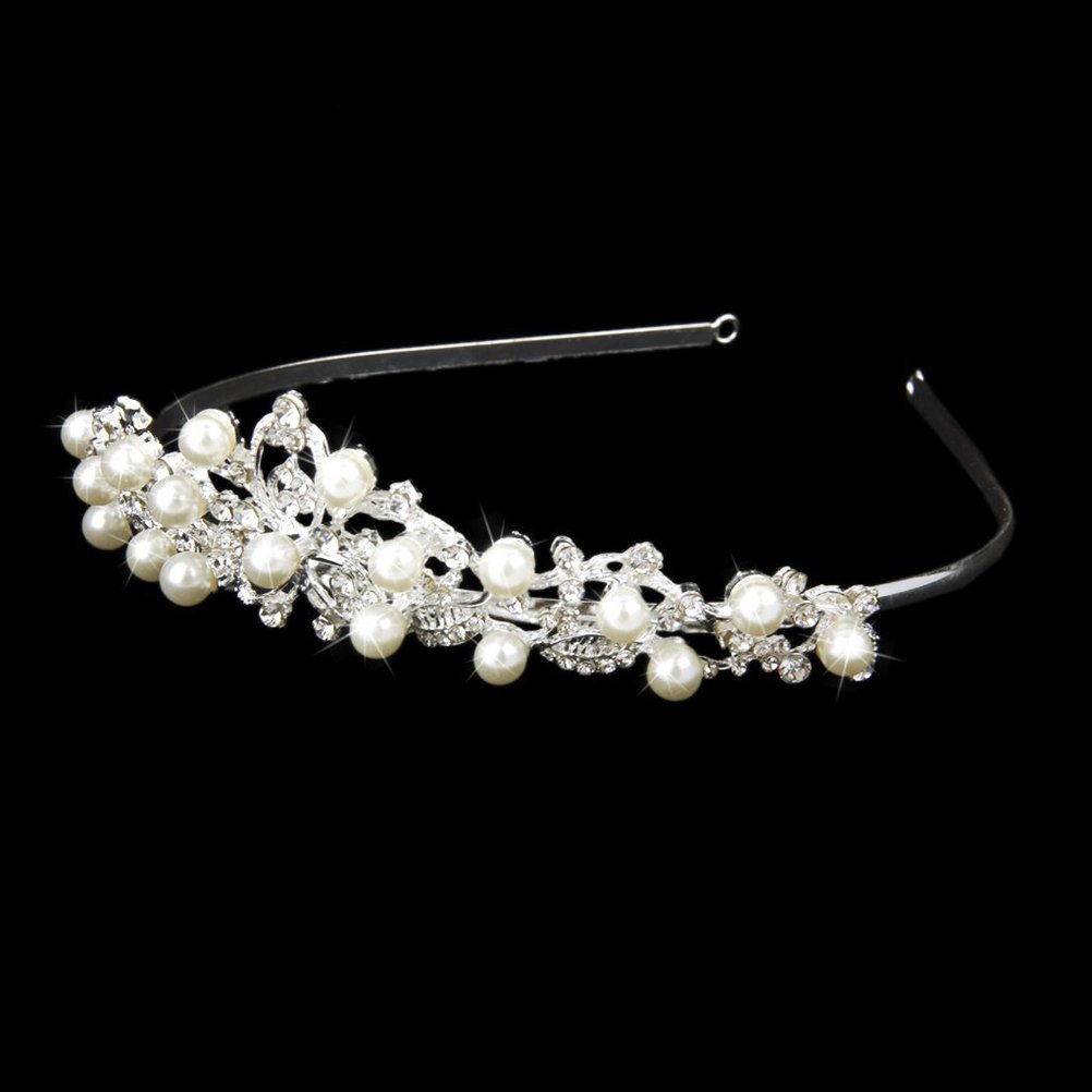 Diadem Krone Hochzeit Haarband Stirnband Haarreif Kristall Perle Brautschmuck