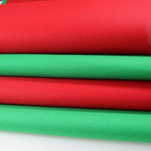 Image of KCS 4 pc of 12 inch x 18 inch (30cm x 45cm) 14CT Counted Cotton Aida Cloth Cross Stitch Fabric (Red+Green)