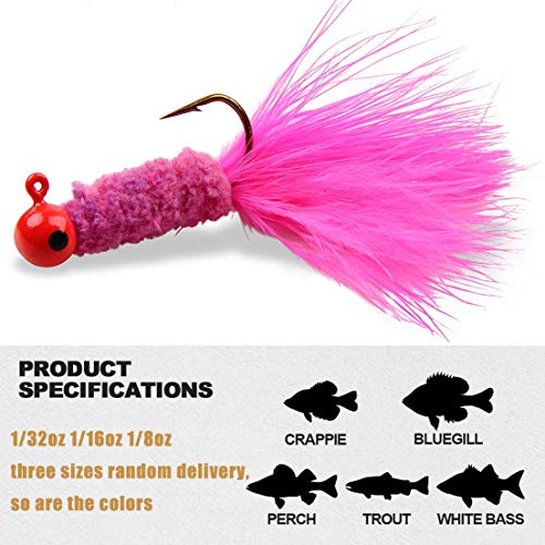 image for JSHANMEI Marabou Jigs Fishing Lures Kit 20PCS Feather Hair Jigs Head H