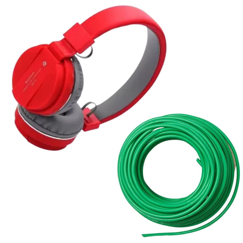 Combo Pack of 2 Items - Comfortable On-Ear Bluetooth Wireless Headphone, Flexible 0.75mm Copper Wire for Home or Domestic Industrial Electric Wiring, Electric Wire-25Mtr (Green Color)-image-40