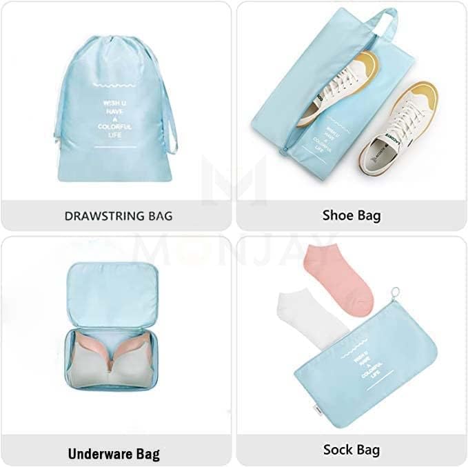 Image of Packing Cubes for Travel, 7-Piece Luggage Organizer Set with Shoe Bag & Laundry Pouch, Lightweight Compression Travel Organizers for Suitcases, Carry-On & Backpacks (SKY BLUE)