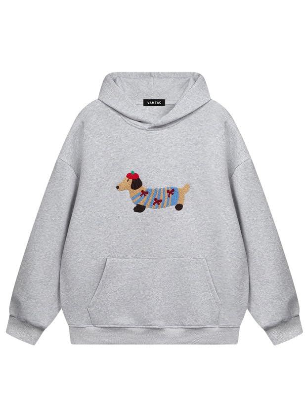 Vamtac Weiner Dog Hoodies Mens Oversized Hoodie Pullover Hooded Graphic Sweatshirt Embroi…