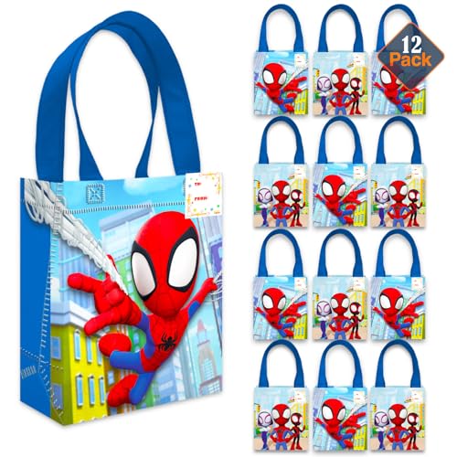 Spidey Party Favor Bags for Kids Birthday 12 Pack Bundle