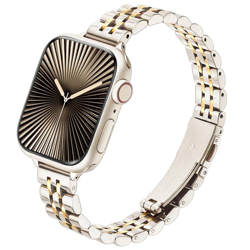Wipalor Thin Classic Metal Chain Band Fit Slim Apple Watch Bands for women 42mm 41mm 40mm 38mm...