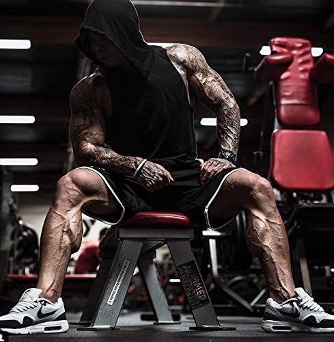 ZUEVI Men's 2 Pack Muscle Sleeveless Hoodies Tank Tops Gym Workout Hooded Bodybuilding Stringer T Shirt - Image 3