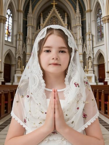 Image of Infinity Veil for Little Girls Baptism Veil for Girls First Communion Veils for Girls Chapel Infinity Veils K3