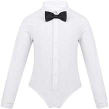 iEFiEL Kids Boys Long Sleeve Ballroom Latin Salsa Dance Shirt Romper Bodysuit Tuxedo Leotard Modern Dancewear