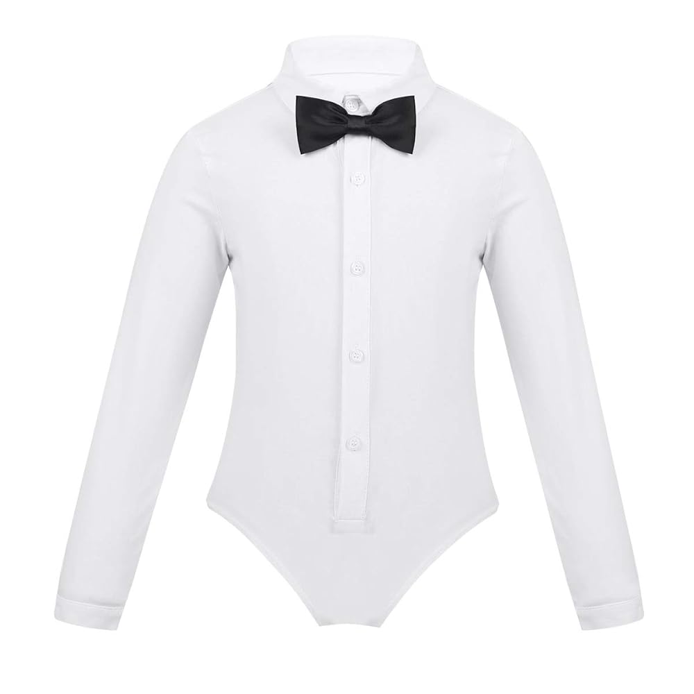 Body Da Danza Per Bambino - Camicia Con Papillon Per Latino, Tango E Samba - Slim Fit Nero/Bianco - Foto 2