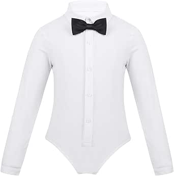 Body Da Danza Per Bambino - Camicia Con Papillon Per Latino, Tango E Samba - Slim Fit Nero/Bianco - Foto 5