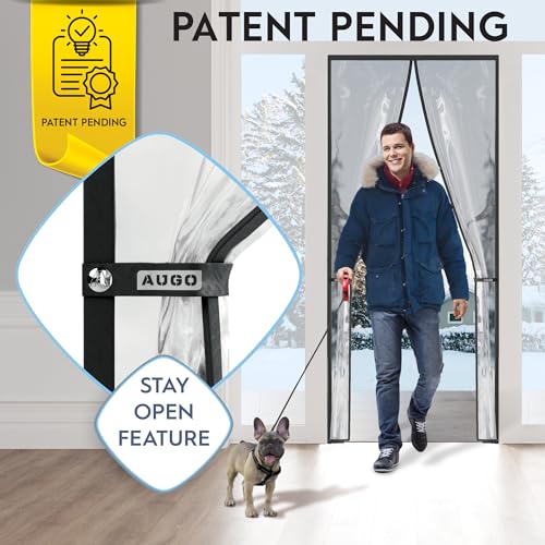 Image of AUGO Magnetic Thermal Insulated Door Curtain - Transparent EVA Door Cover for Winter- Keeps Warm Air in and Cold Air Out - Home Winterizing Products - Patent Pending Keep Open Feature - 38 x 97 Inch