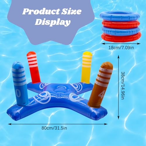 TYEQWT Inflatable Pool Ring Toss Game Toy Set, 9 Pieces Ring Toss Game Set including 8 Rings - Image 2