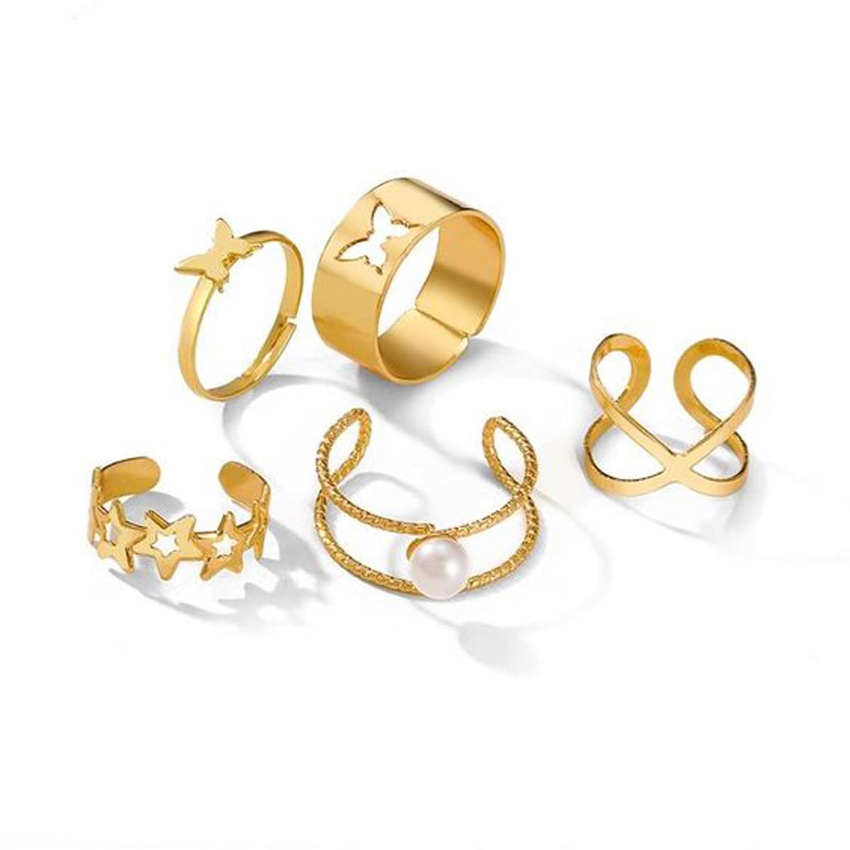 Ravishing Heart Note Multi Designs Gold Plated Rings for Women/Girls (Mixed Sizes)-image-9