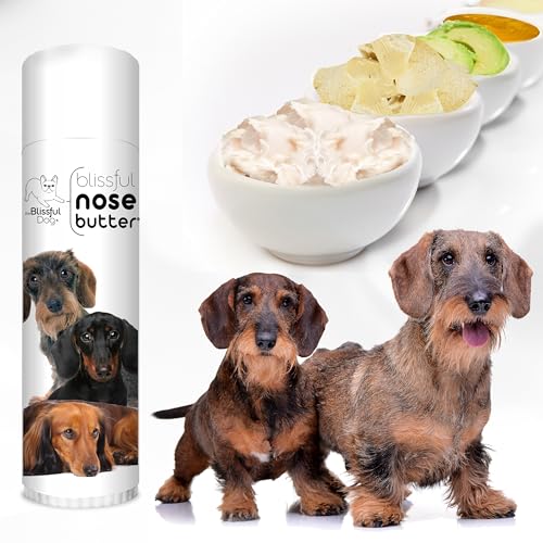 Image of The Blissful Dog Daschund Nose Butter for Dry, Cracked Skin, Lick-Safe Dog Nose Balm with Moisturizing Shea Butter, Almond, Olive, and Essential Oils, Pet Supplies, Uncented, 0.50 oz.