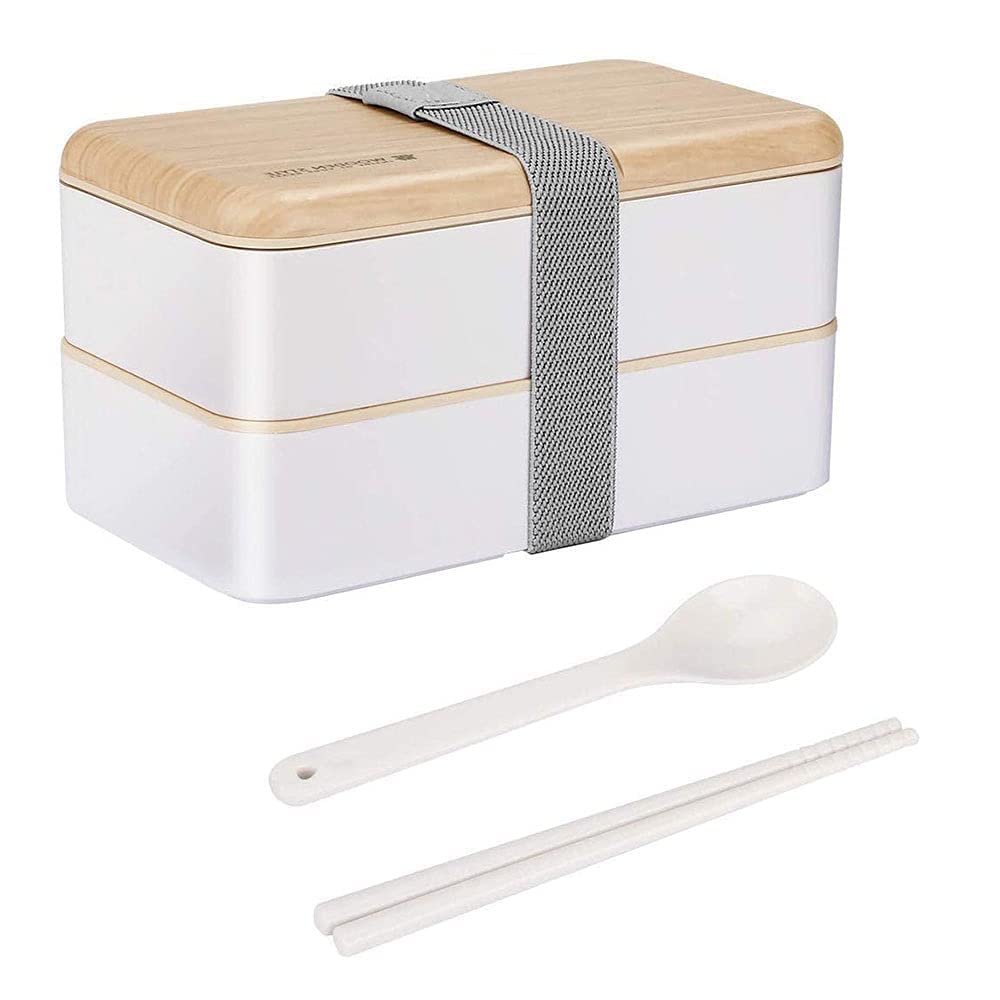 Photo 1 of 2 PACK Premium Bento Box Lunch Box for Adults Kids ,BPA FREE, CamHom Japanese Bento Box,Meal Prep Stackable Lunch Box Food Containers for Men/Women, Microwave, Dishwasher & Freezer Safe (WHITE)