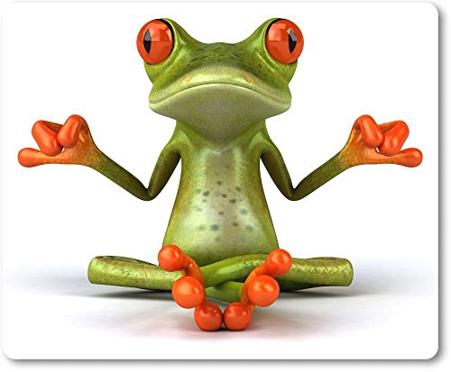 Merchandise for Fans Tapis de souris en textile avec dos en caoutchouc antidérapant Pour tous types de souris Motif : grenouille humoristique faisant du yoga/de la méditation en 3D [01]