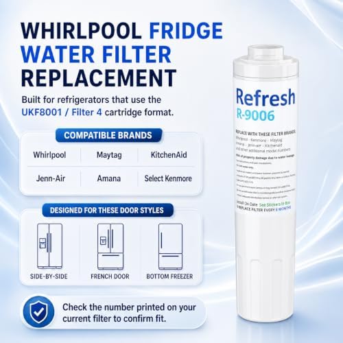Image of Refresh Refrigerator Water Filter Replacement, Whirlpool EDR4RXD1, 1-Pack