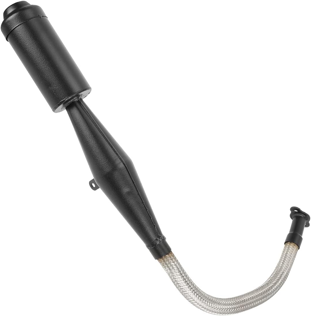 FVRITO Stainless Steel Flexible Exhaust Muffler Pipe Silencer Gasket for 2 Stroke 49cc 60cc 66cc 80cc 100cc Engine Gas Motorized Bicycle Motor Bike Black