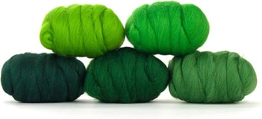Revolution Fibers | Mixed Merino Wool Variety Pack | Perfect Wool Roving for Spinning, Needle Felting, Wet Felting, Weaving and Crafting (Grand Green (Greens), 250 Grams)