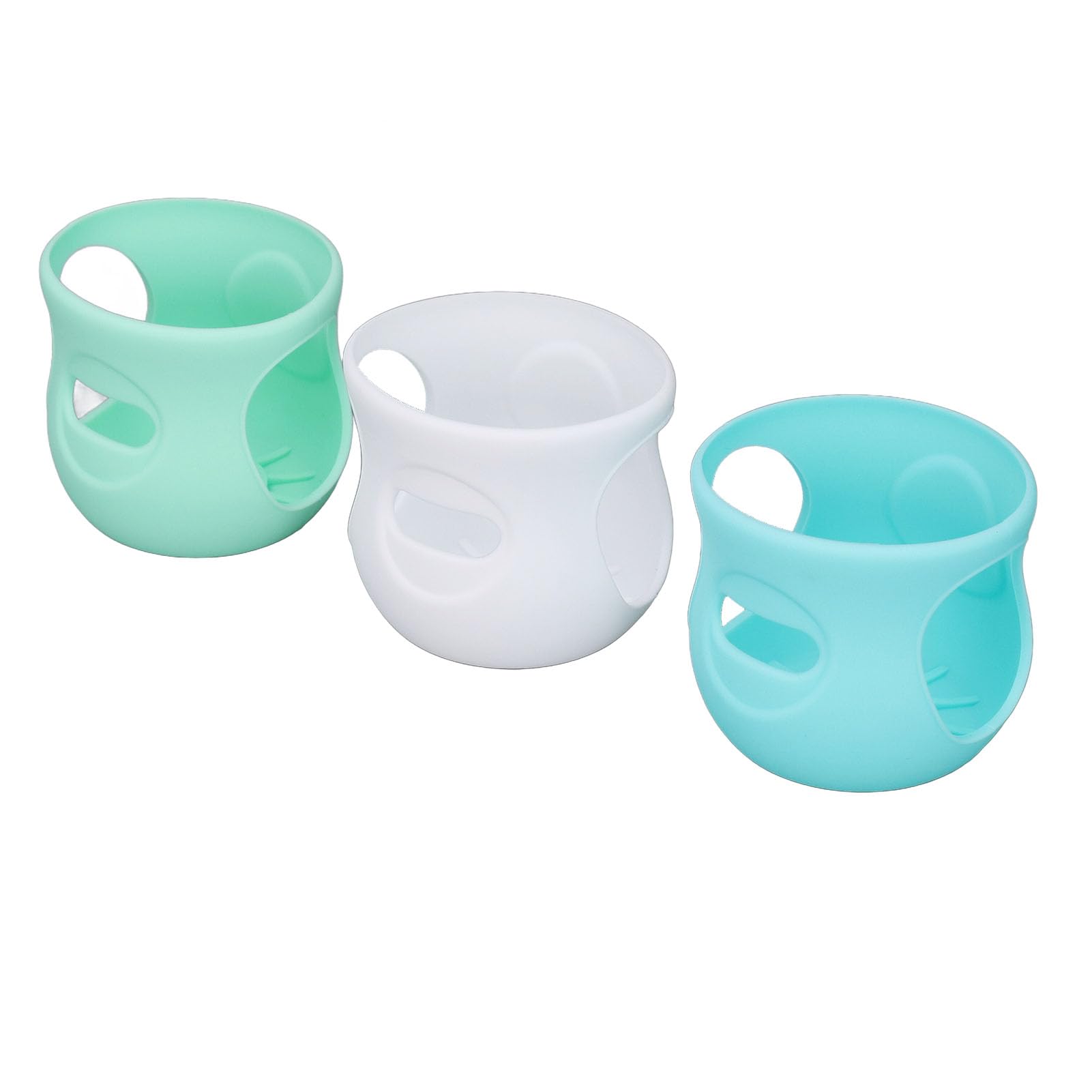 Generic Feeder Bottle Silicone Sleeve Reusable Dishwasher Safe Cover for 4 Oz Glass Baby Bottles Beautiful Design for Parents (White+Light Green+Dark Green)