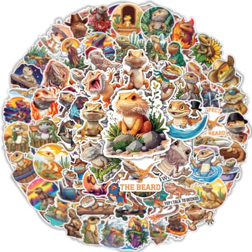 100pcs Bearded Dragon Stickers for Kids Waterproof Decals for Water Bottles Laptop Luggage Computer Scrapbooking Teens Adults Girls Kids Funny Party Birthday Decorations