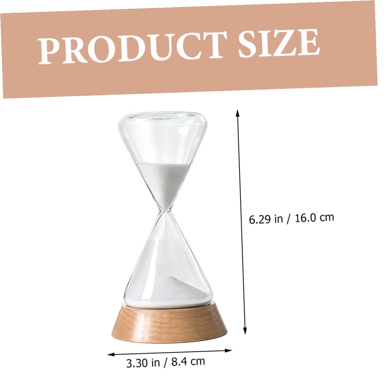 TOPBATHY Tisch Sanduhr 15 Minuten aus Glas, Holz und Sand für Dekor