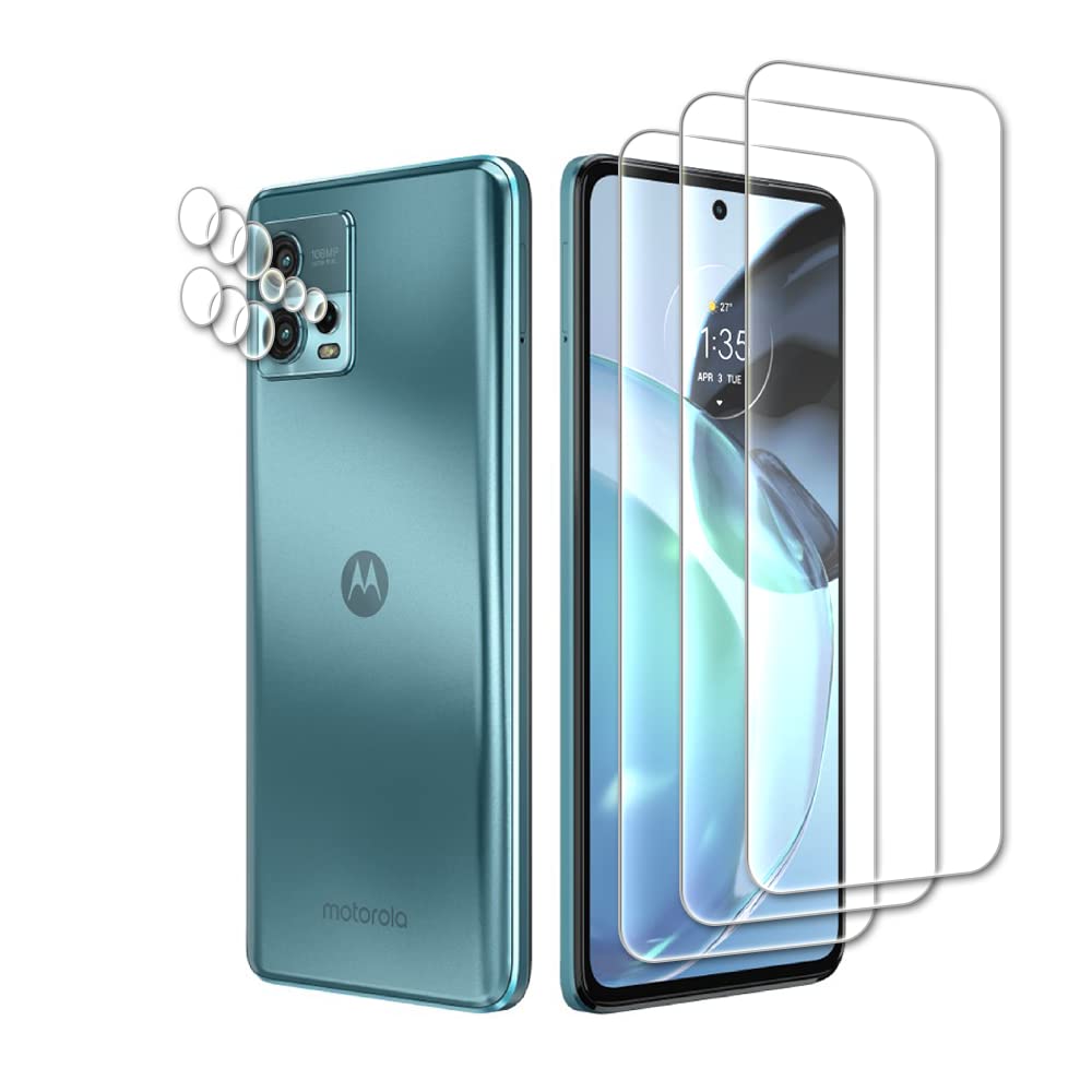 Tzstz 3 Pieces Tempered Glass Screen Protector for Motorola Moto G72 Hardness 9H Anti Scratch HD Screen Protector Film