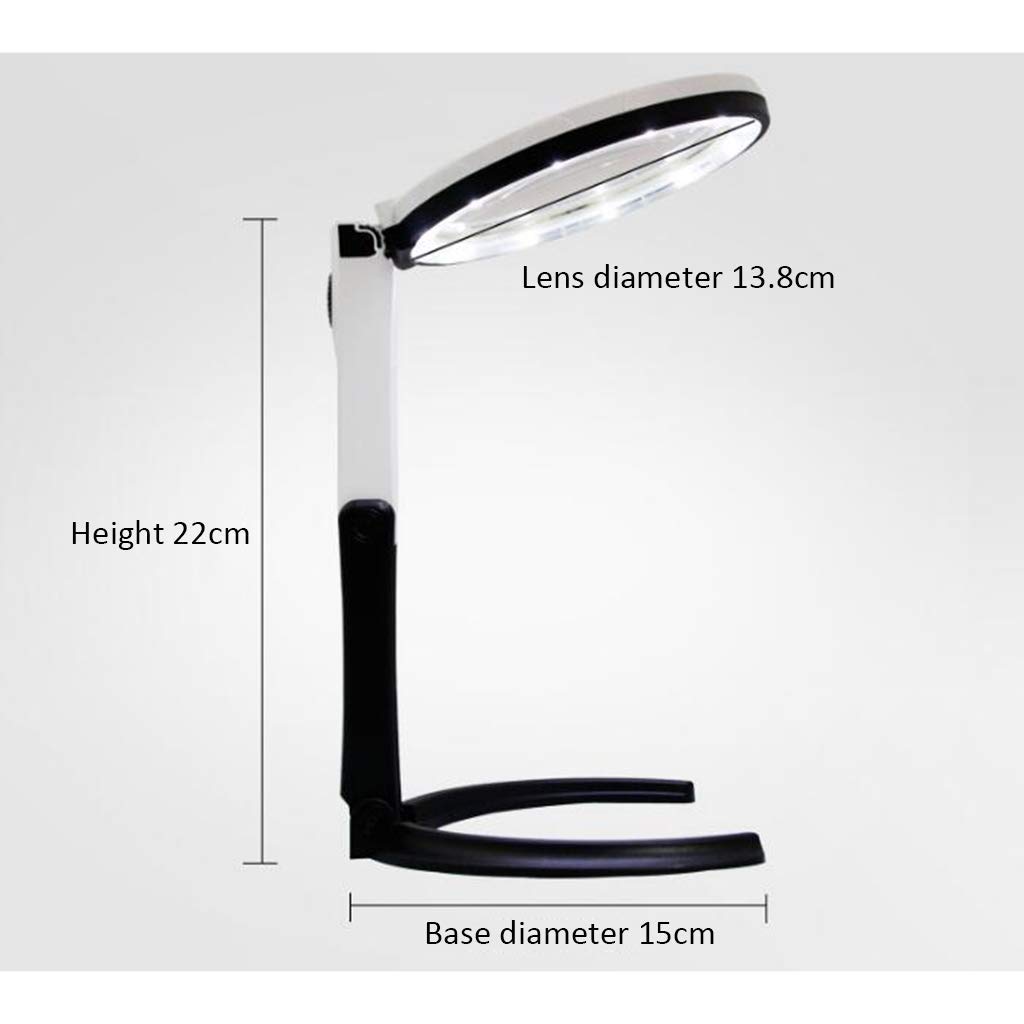 Multifunzione in Vetro ad Alta Definizione con Luce a LED Lente HD Bambini Anziani Lettura Lampada di Manutenzione Specchio di espansione Portatile Lente d'Ingrandimento da scrivania 5X 10x Needed
