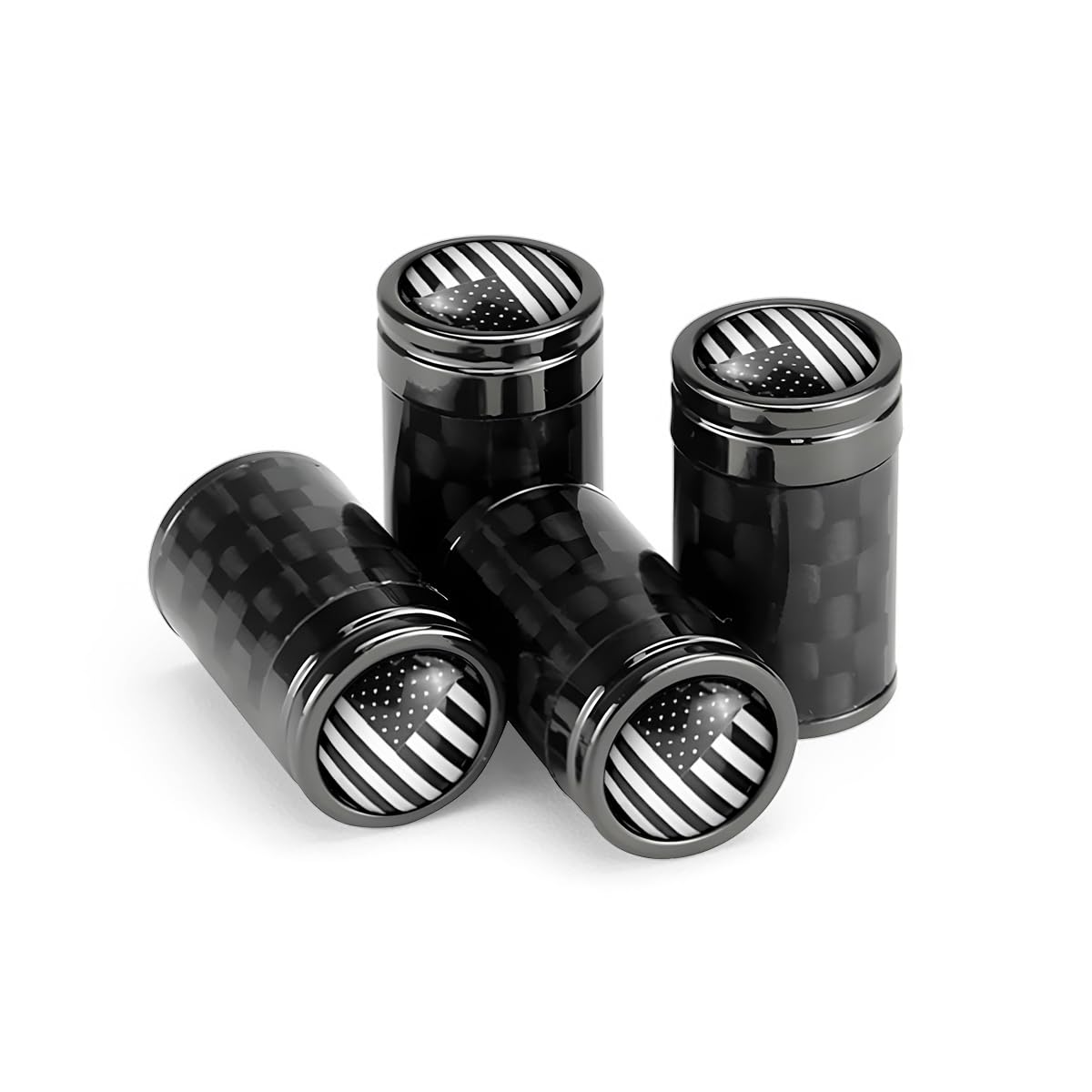 Lot De 4 Bouchons De Valve Pour Pneu - Drapeau Américain - Alliage De Zinc - Universels Pour Voiture, Moto, Vélo