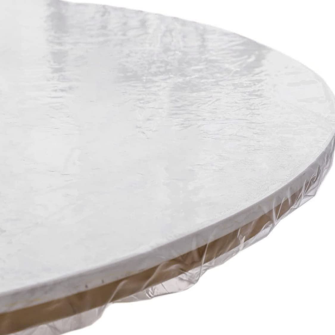 Mantel Redondo de Vinilo Transparente, Mantel Redondo Impermeable Mantel Ajustable Elástico Mantel de Plástico Transparente Protector de Mantel de Plástico para Mesa, s