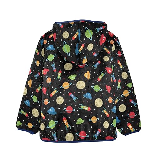 Cartoon Space Planets Boys Fleece Hoody Jacket Zip Up Coat Warm Fall Winter Plush Jacket Long Sleeve Outerwear2