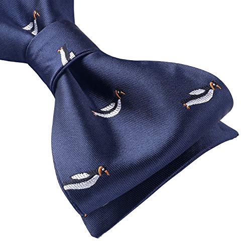 Image of HISDERN Bow Ties for Men Self Tie Animal Bowties Pocket Square Woven Silk Fun Bowtie Handkerchief Set for Wedding Party