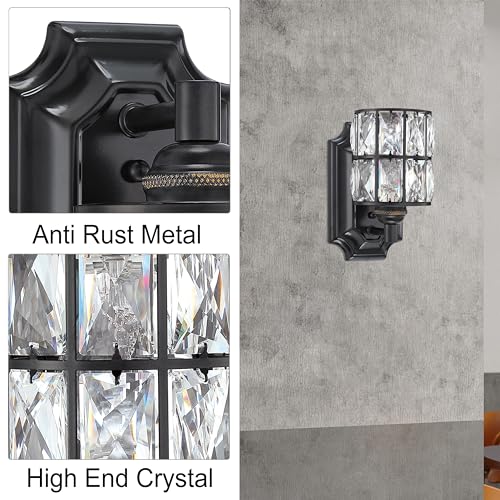 Image of Crystal Wall Sconce Black Dry&Wet Dual Use 1 Light 2 Pack UL Certified