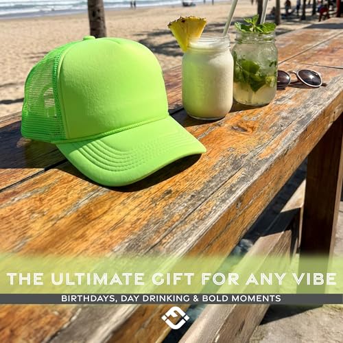 Image of Funky Junque Foam Trucker Hat, Trucker Hats for Women & Men - Blank Adjustable Snapback Mesh Back Baseball Cap