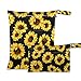 Qilmy 2pcs Black Sunflower Wet Dry Bag Waterproof Reusable Baby Cloth Diaper Wet Dry Organizer for Travel, Beach, Stroller, Diapers, Wet Swimsuits, Toiletries