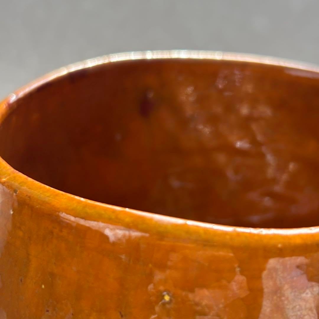 赤楽 天目茶碗 貴人台添 川崎和楽 赤楽茶碗 共箱 茶道具 抹茶碗 ※海外