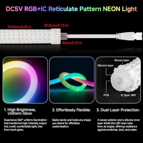 Tira de LED Neon RGB 3.2 pies IP67 BTF-LIGHTING miniatura 4