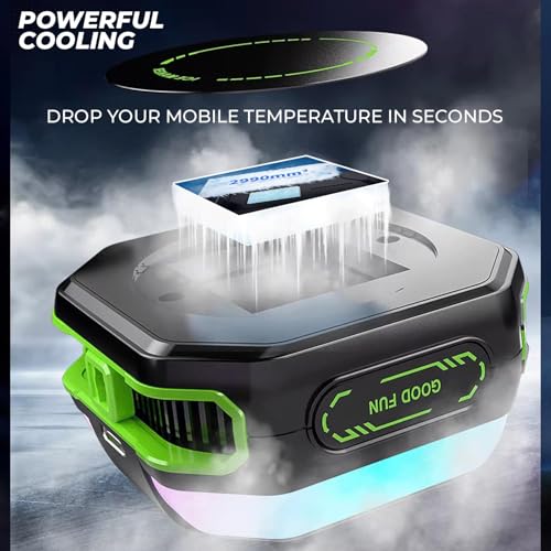 Image of TYROCX Magnetic Mobile Cooler with LED Temperature Display, RGB Semiconductor Phone Cooling Fan for Gaming, Dual Attachment (Magnet & Clips), Type-C, Universal for iOS /Android