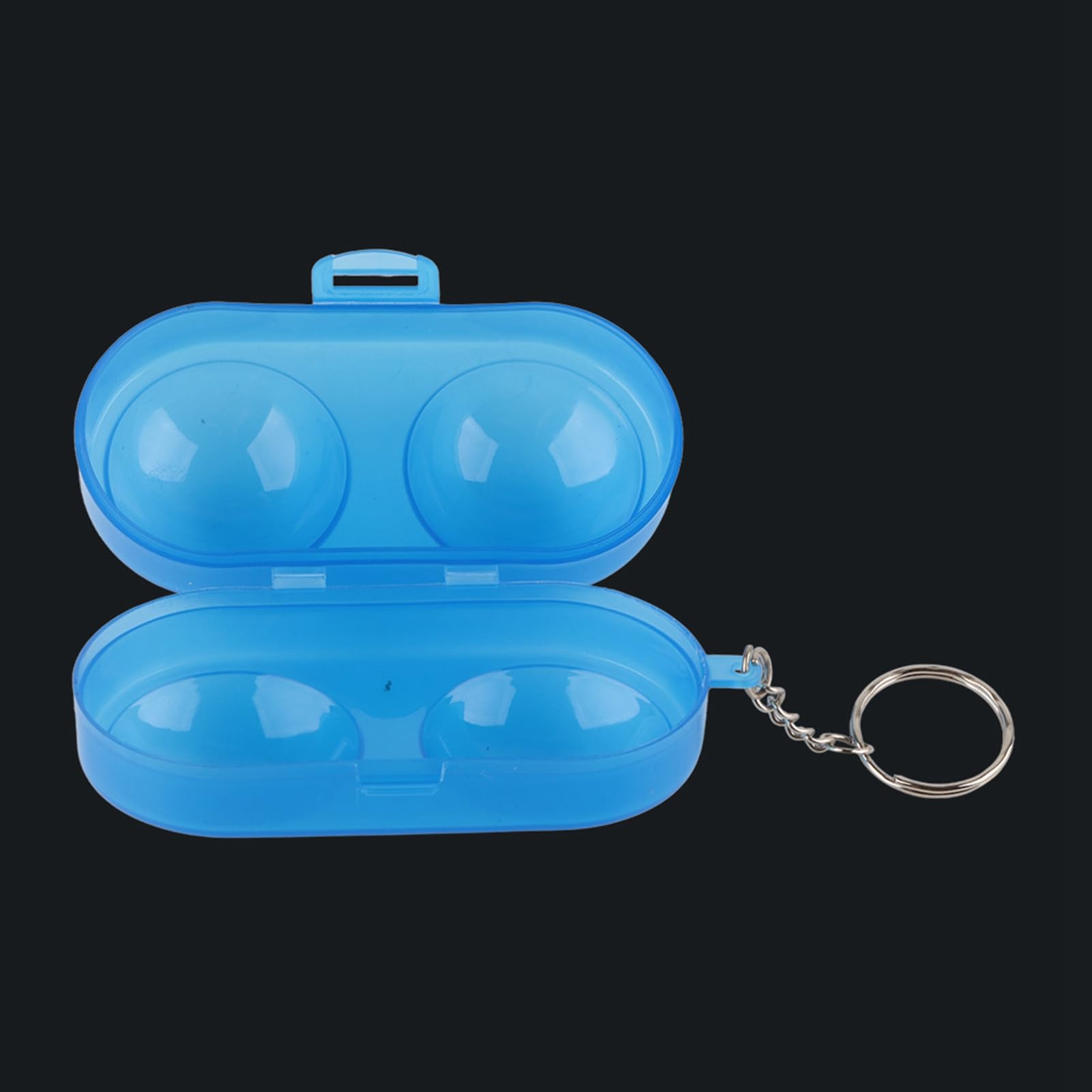 Caja de almacenamiento de pelotas de tenis de mesa portátil de plástico con cadena 5 piezas Azul transparente