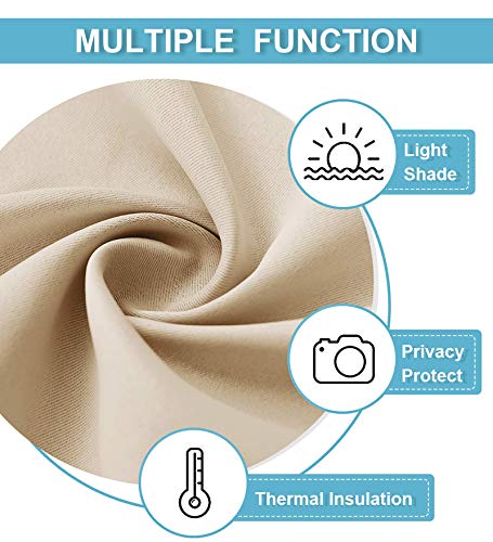 RYB HOME Room Darkening Blinds for French Door, Privacy Window Curtains Thermal Insulate Covering for Patio/Glass/Front Door, 26 inch x 80 inches, Beige, 1 Panel