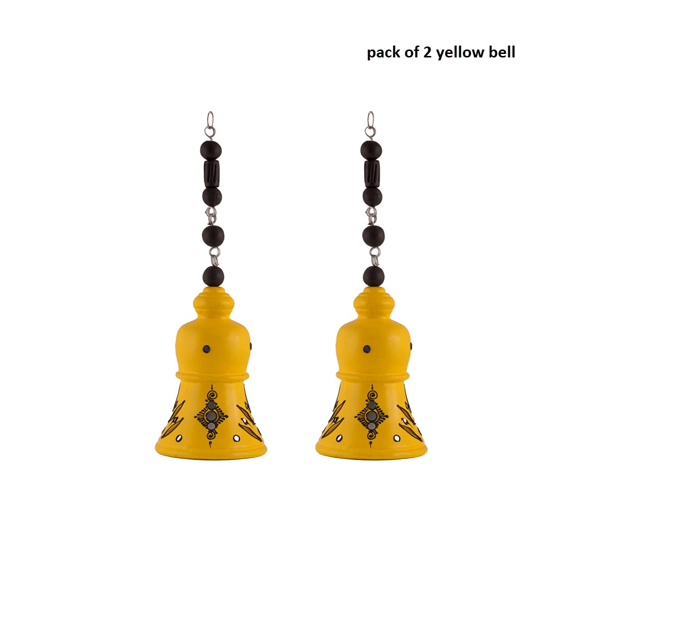 Terracotta Decorative Hanging Bell showpiece (Yellow, 12 inch (Pack of 2)) - Image 2 thumbnail