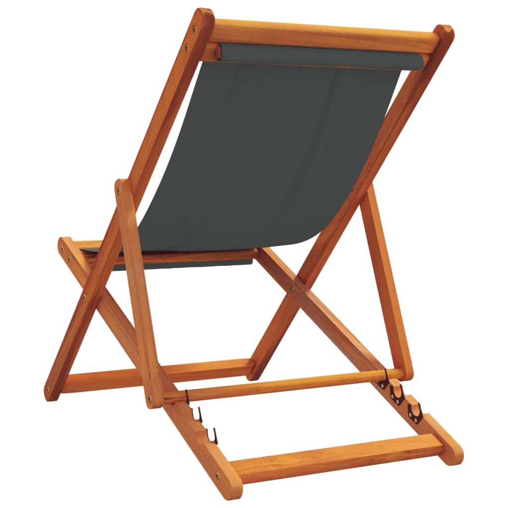 vidaXL Lot de 2 Chaises de Plage Pliables, Sièges de Terrasse, Chaises de Balcon, Meubles de Patio Camping Jardin Extérieur, Gris Tissu