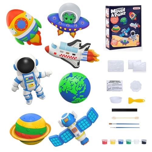 Image of SUPER TOY 7 Activities DIY Mould and Paint Craft kit, Paint Your Own Painting Kit Plaster Figurine Set with Pigments, Palette & Mold Art & Craft Set - Educational Toy for 3-12+ Year Old Boys & Girls