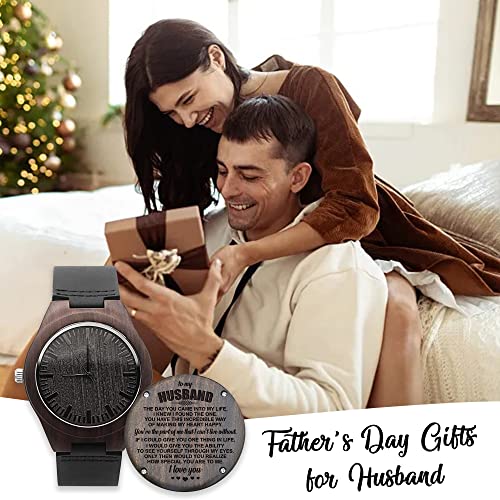 Ufooro Anniversary Gifts For Him From Wife - Engraved Wooden Watches For Men, Natural Wood Watch Gifts For Husband Birthday Wedding Anniversary Gifts (To My Husband Gifts) #TOP2