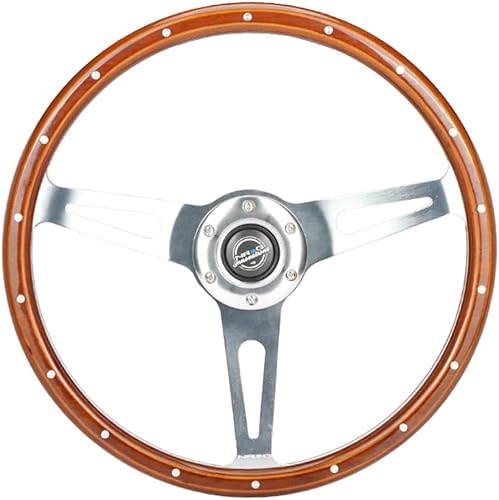 NRG Innovations NRG-RST-363SL - Volante de madera oscura reforzado, 14.173 in, centro de 3 radios en cromo