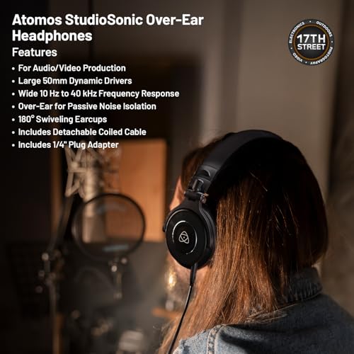 Image of Atomos Ninja 5.2 inch 4K HDMI Recording Monitor with Atomos StudioSonic Professional Over-Ear Headphones (Black), Headphone Stand & Swivel and Tilt Adjustable Monitor Mount (Cold Shoe Mount) Bundle Kit