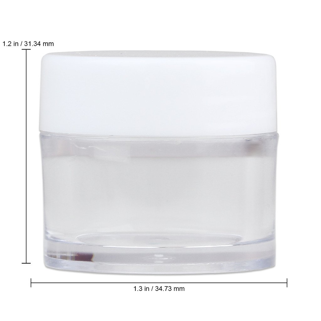 Beauticom® High-Graded Quality 7 Grams/7 ML (Quantity: 60 Packs) Thick Wall Clear Plastic LEAK-PROOF Jars Container with White Lids for Cosmetic, Lip Balm, Lip Gloss, Creams, Lotions, Liquids